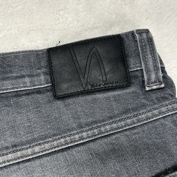 Nudie Jeans Co Grim Tim Jeans Men's 30x26 Crinkle Grey Button Fly Tag 31x32 - Picture 7 of 15